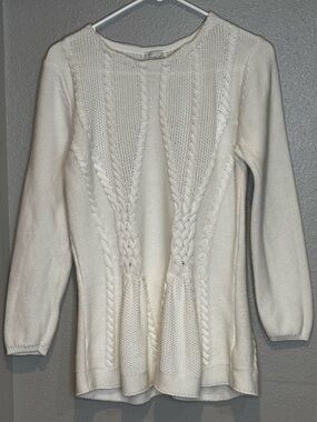 Cupio Cream Cable-Knit Crewneck Sweater